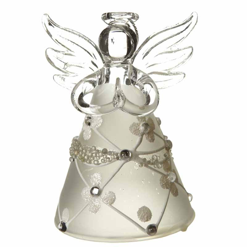 Glass Angel With Flower And Gem Design