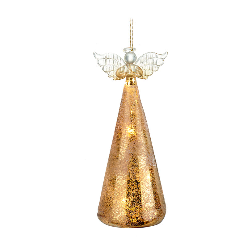 Tall Vintage Gold Glass Light Up Angel