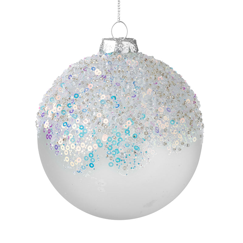 Sequined Top Frosted Glass Bauble