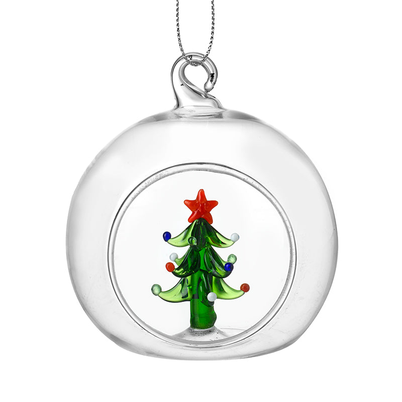 Glass Bauble With Christmas Tree