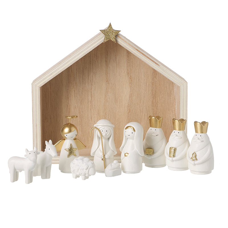 White & Gold Nativity Set