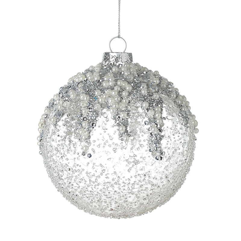 Clear Glass Pearl Top Bauble
