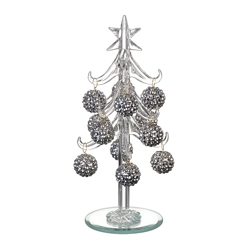 Glass Xmas Tree W/Bauble Set