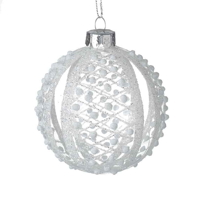 Frosted White Pomander Glass Bauble