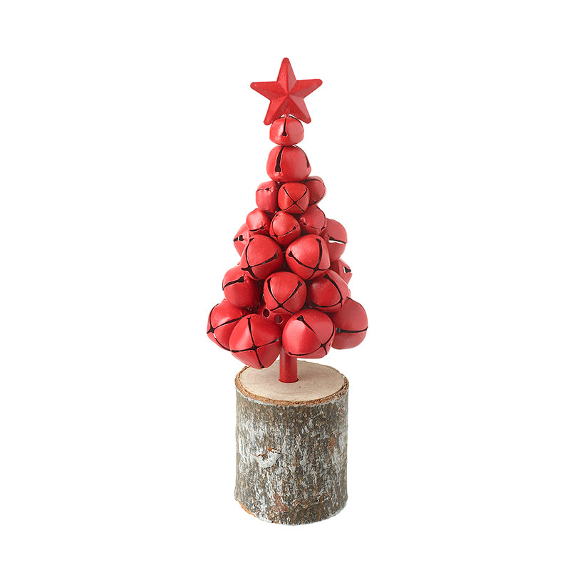 Red Bell Metal Tree On Wooden Log
