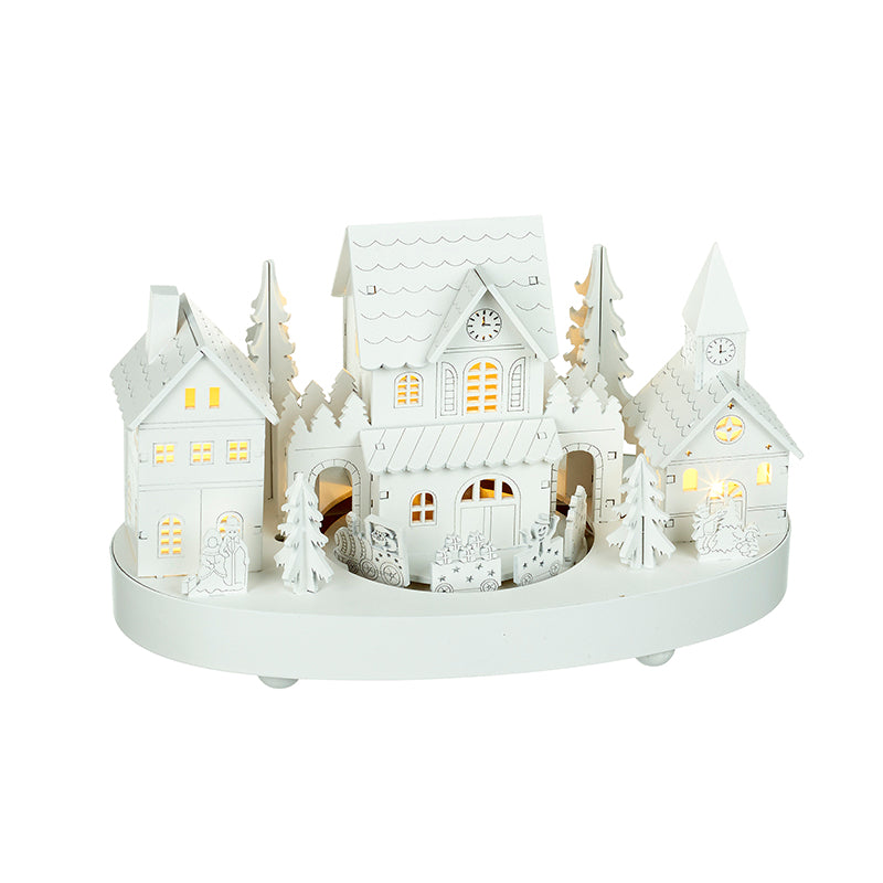 Wooden House W/Rotating Train