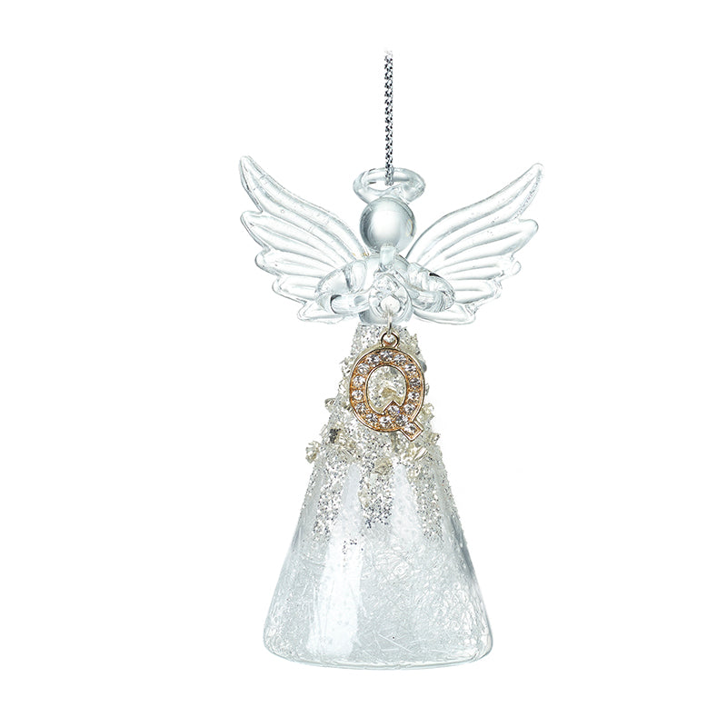 Glass Angel With Letter Q