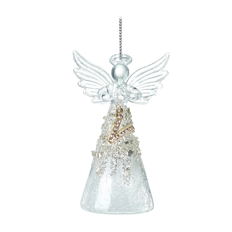 Glass Angel With Letter V