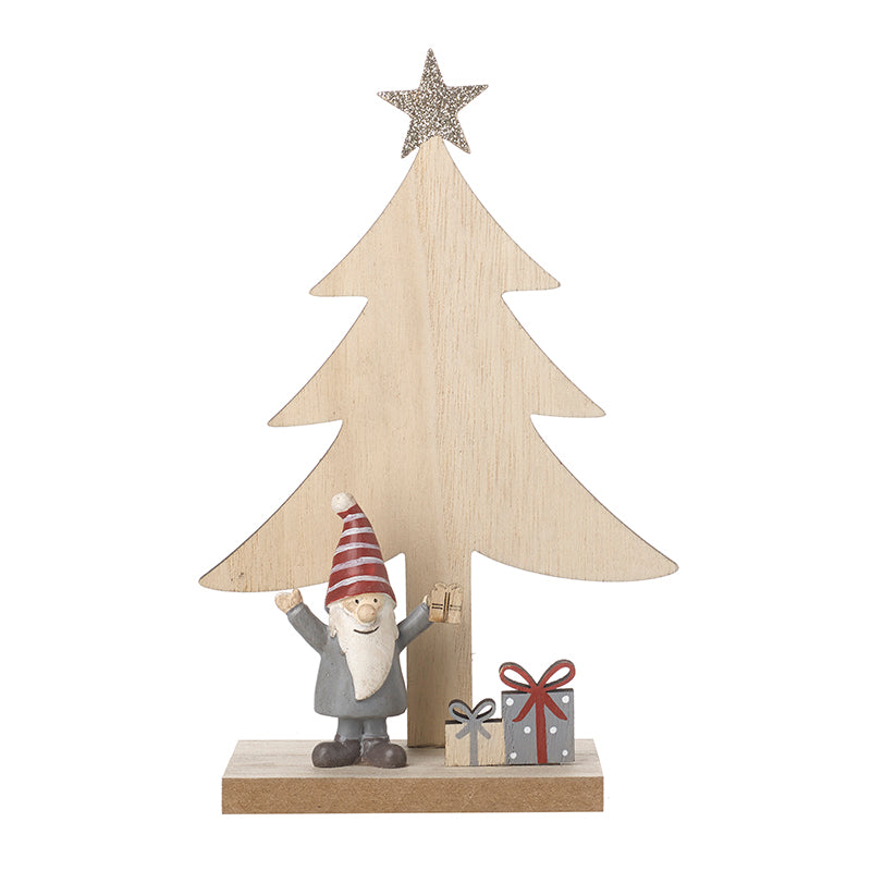 Wooden Santa & Tree Scene