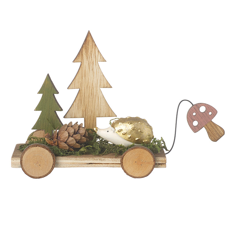 Wooden Hedgehog On Carriage