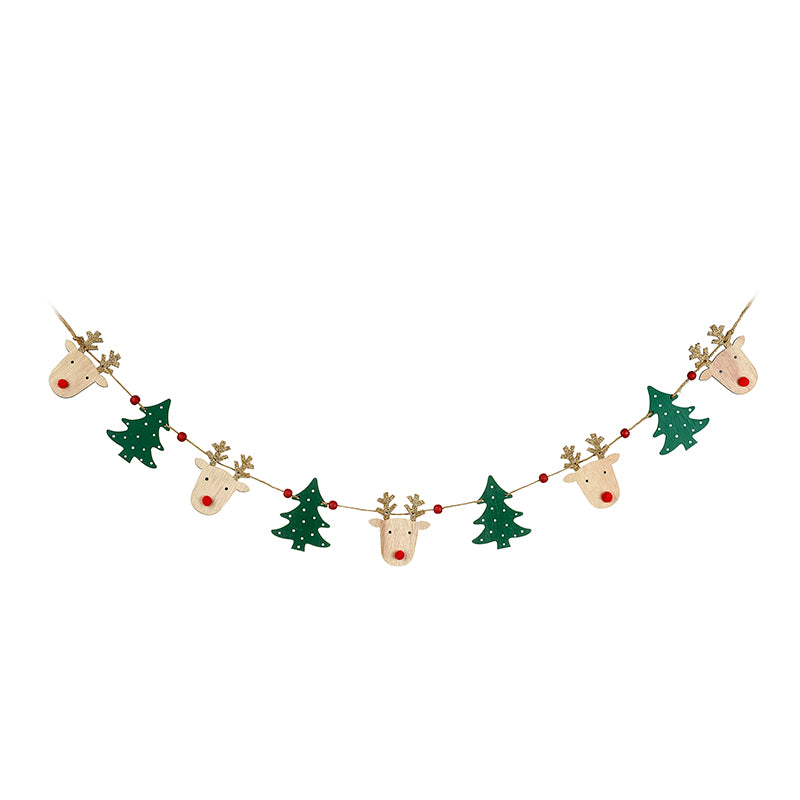 Wooden Reindeer And Tree Garland