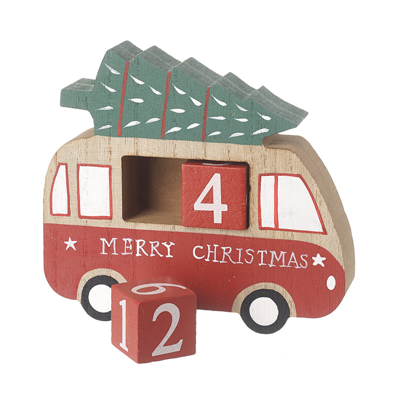 Merry Christmas Wooden Advent Campervan