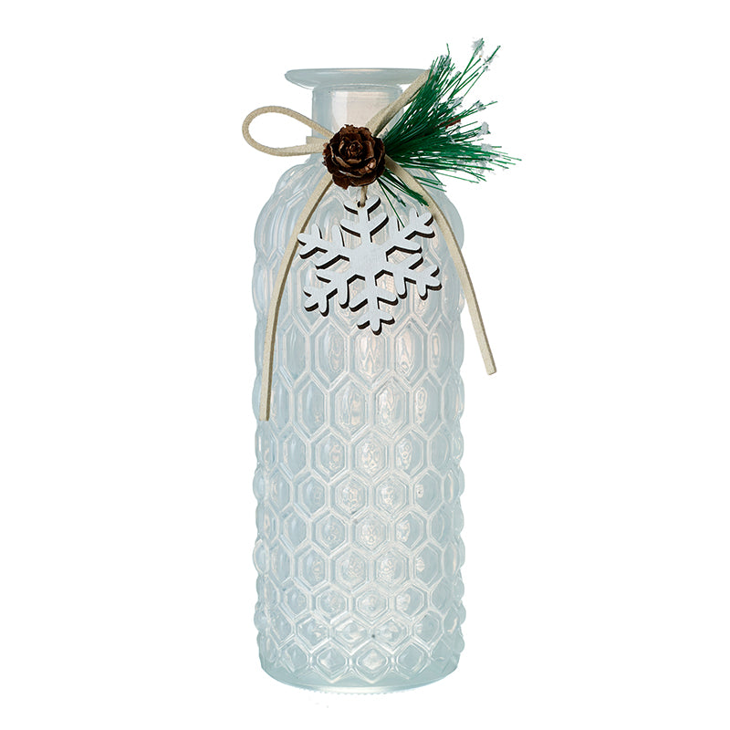 Tall Frosted Glass Jar With Snowflake