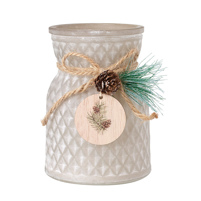 Cream Frosted Glass Jar With Fir Disc