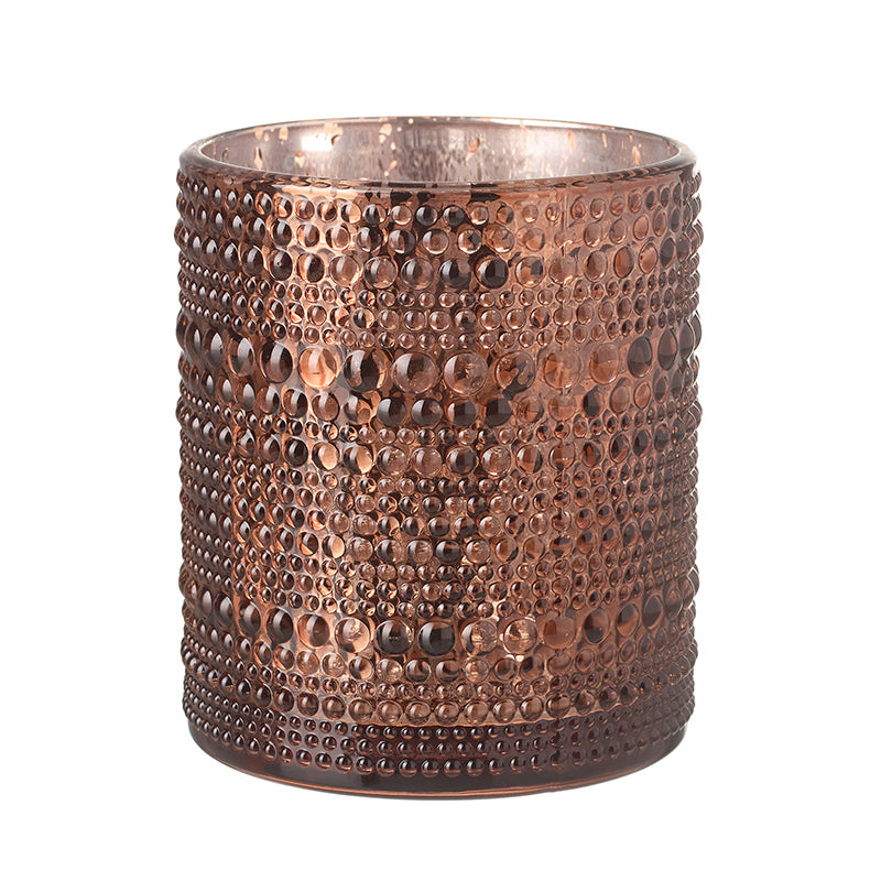 Dark Brown Beaded Glass Jar