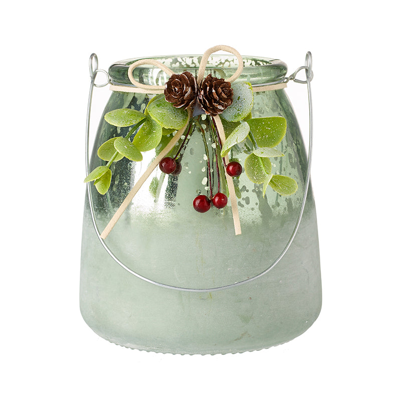 Foliage Topped Glass Jar With Handle