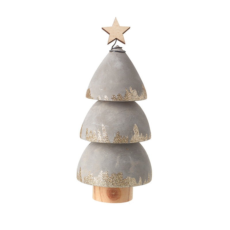 Glitter Star Topped Gold Cone Tier Tree