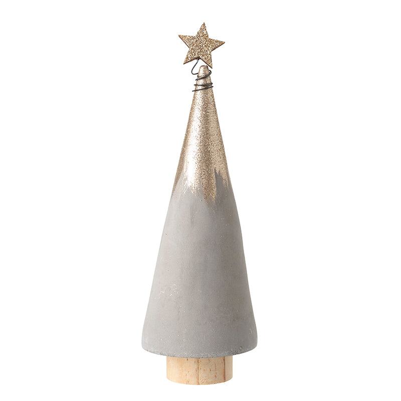 Glittery Star Topped Gold Cone Tree