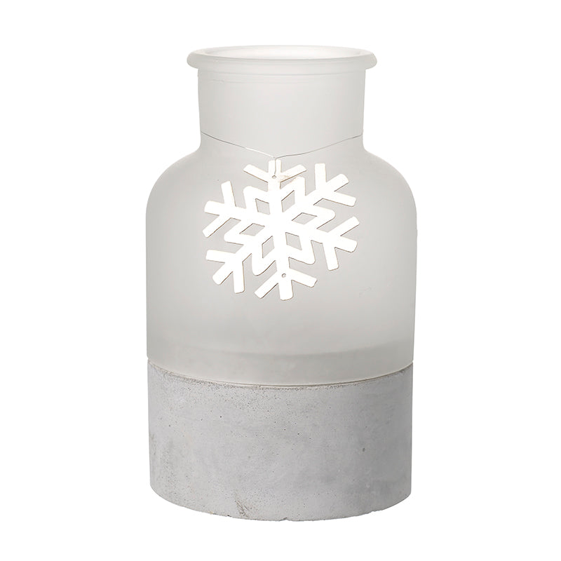 Glass Snowflake Frosted Bottle