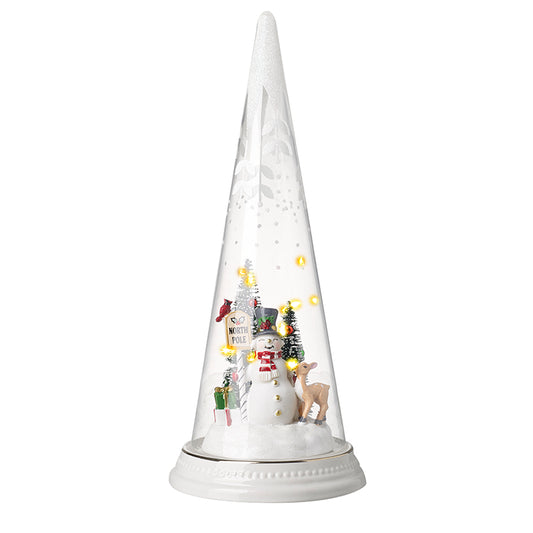 Light Up Cone With Snowman