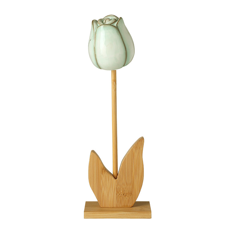 Tall Dolomite Tulip With Wooden Base