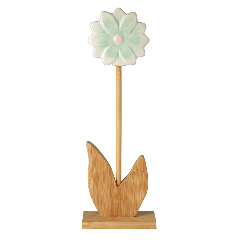 Tall Dolomite Flower With Wooden Base