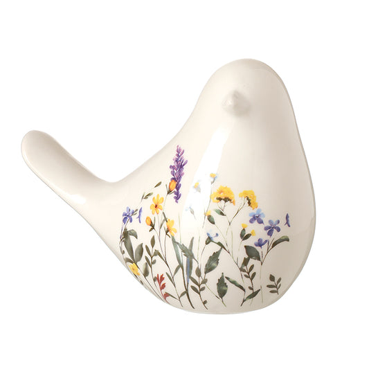 Lrg Flower Finish White Dolomite Bird