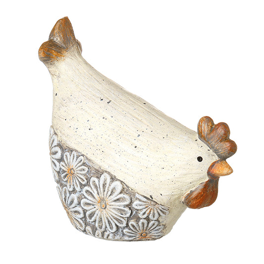 Sml Polyresin Flower Base Cockerel