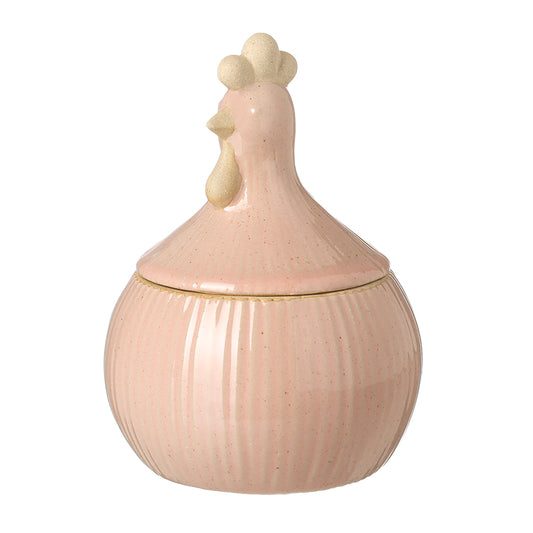 Sml Pink Porcelain Cockerel Jar