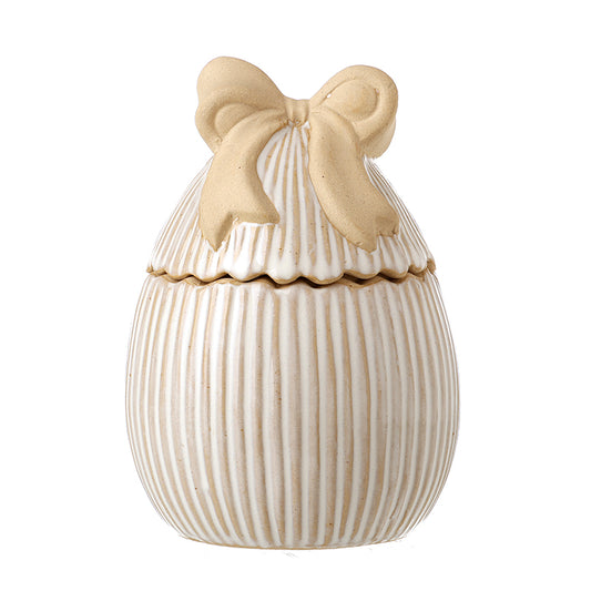 Porcelain Egg Jar With Bow