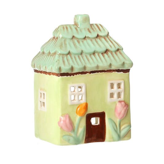 CERAMIC FLORAL HOUSE T LIGHT SML
