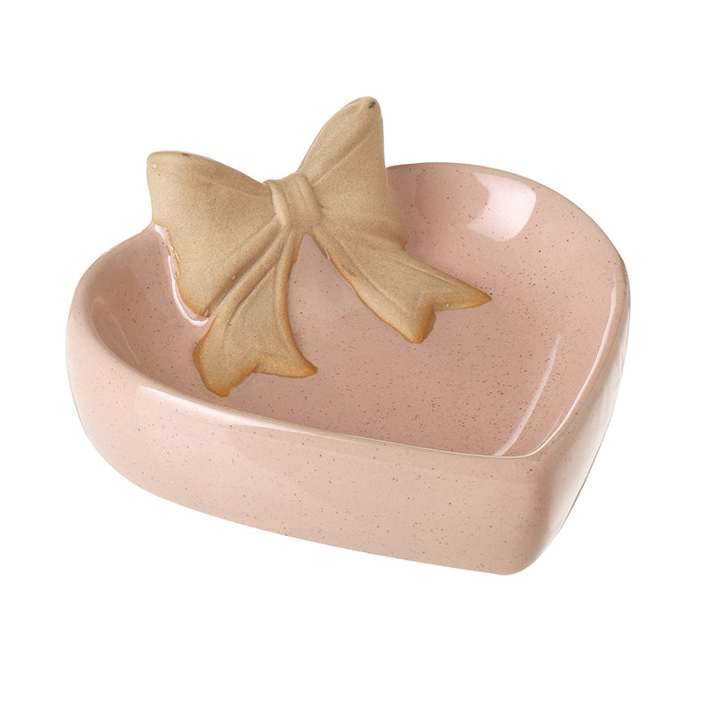 PINK CERAMIC HEART PLATE WITH BOW