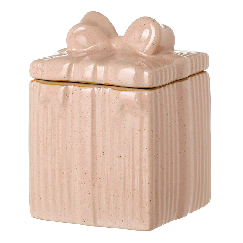 PINK CERAMIC BOW TRINKET BOX LRG