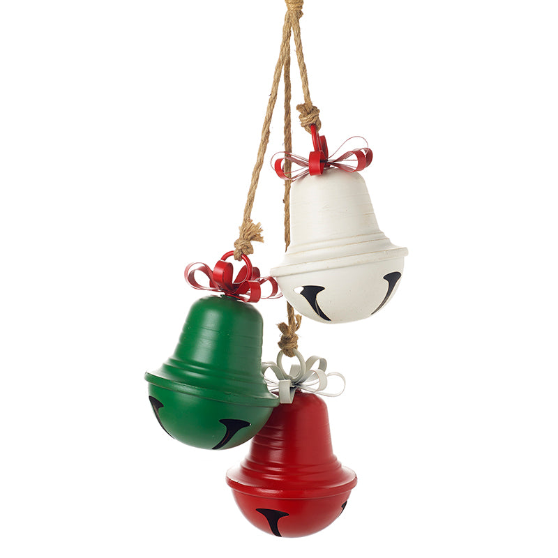 Hanging Red White & Green Bells On Rope