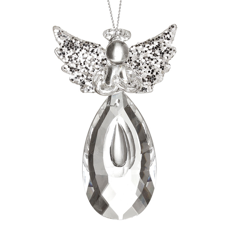 HANGING GLASS ANGEL GLITTER WINGS