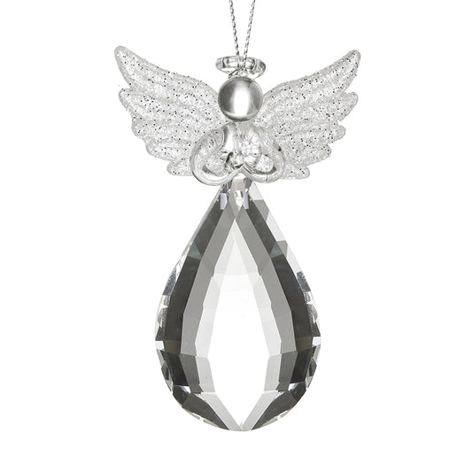 HANGING GLASS ANGEL DROPLET GLITTER WING
