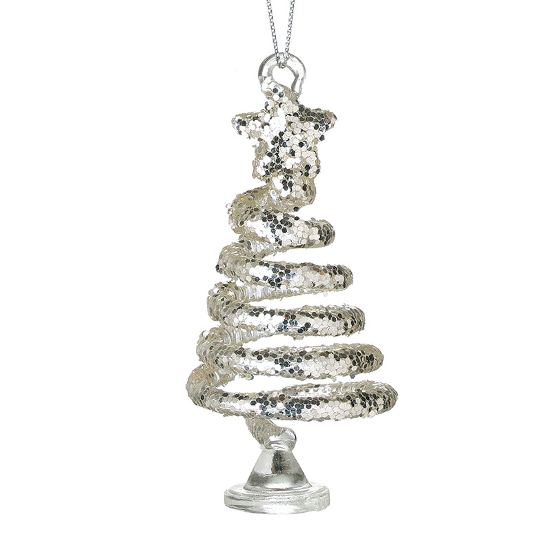 HANGING GLASS GLITTER SPIRAL TREE