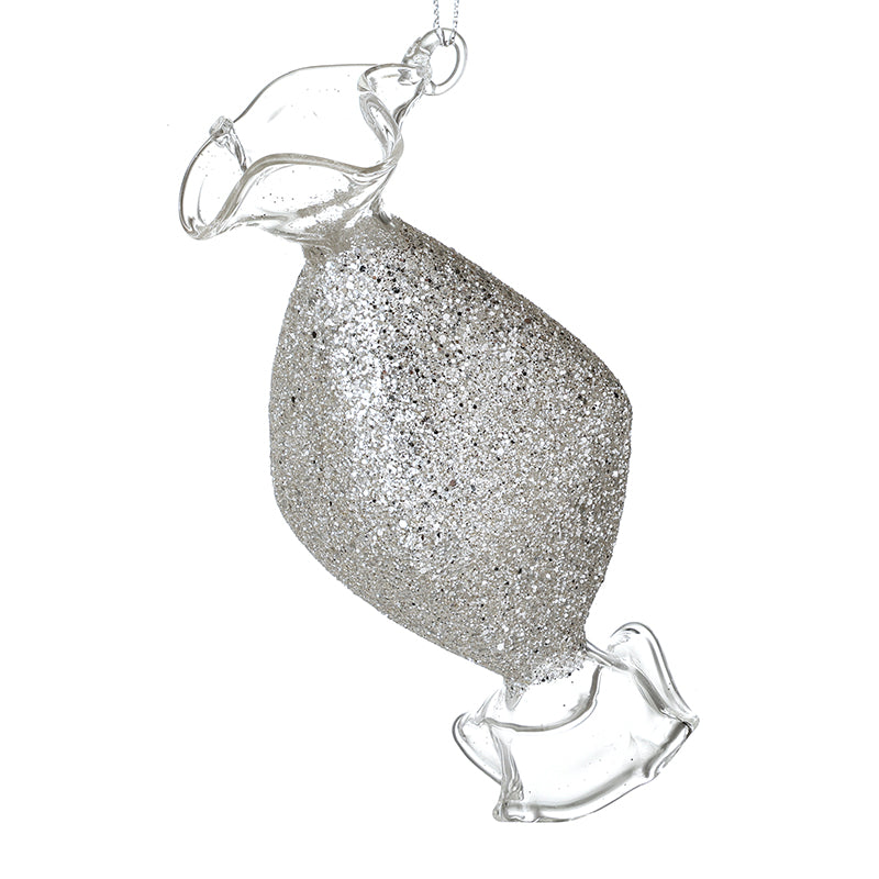 HANGING SILVER GLITTER GLASS SWEET
