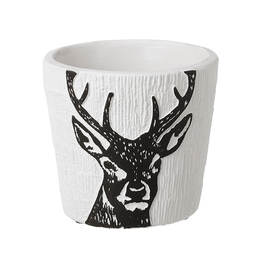 WHITE/BLACK STAG DESIGN SML PLANTER