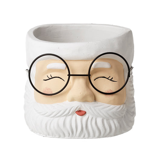 WHITE SANTA WITH GLASSED MED PLANTER