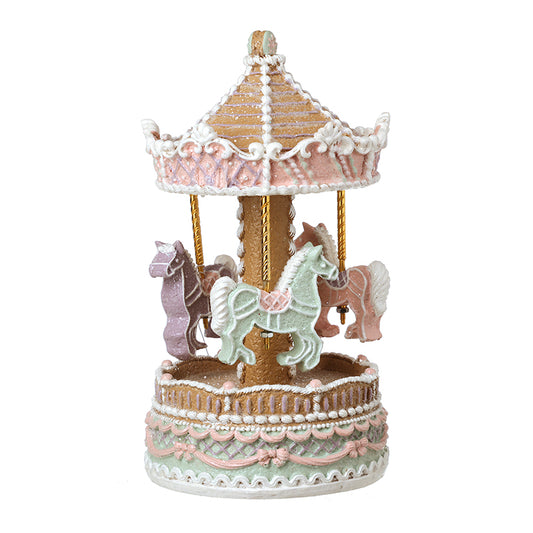 PINK RESIN GINGERBREAD CAROUSEL ORNAMENT