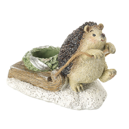 Hedgehog Pulling Sledge T Light Holder