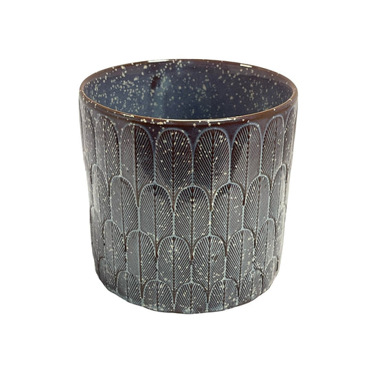 DARK BLUE PATTERNED CERAMIC POT