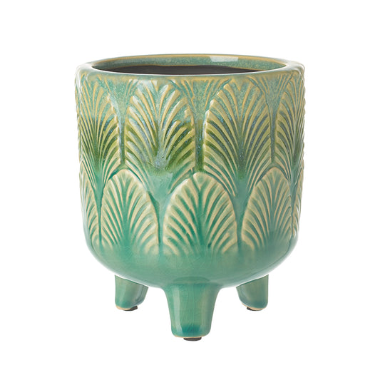 Green Leaf Pattern Pot With Legs