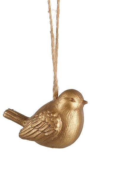 GOLD RESIN HANGING BIRD