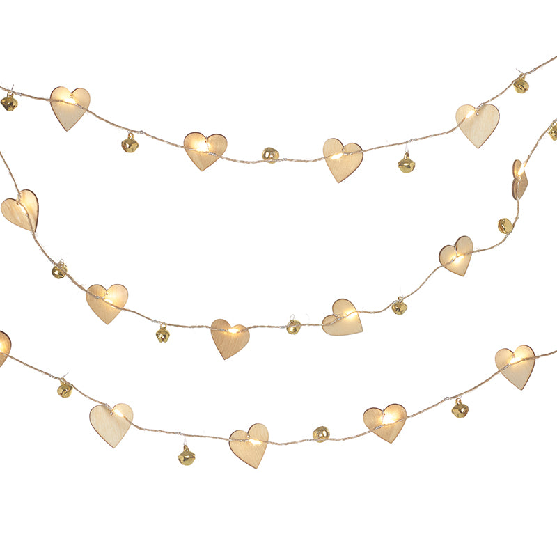 Wooden Hearts Led Garland