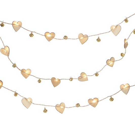 Wooden Hearts Led Garland