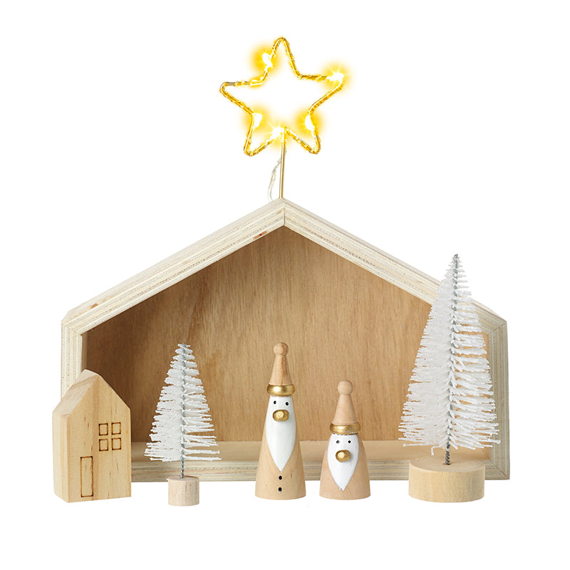 Wooden Light Up Stable Scene