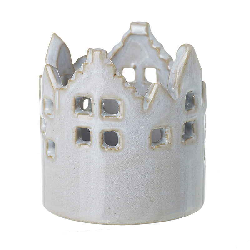 Lrg Round Porcelain House T Light Holder