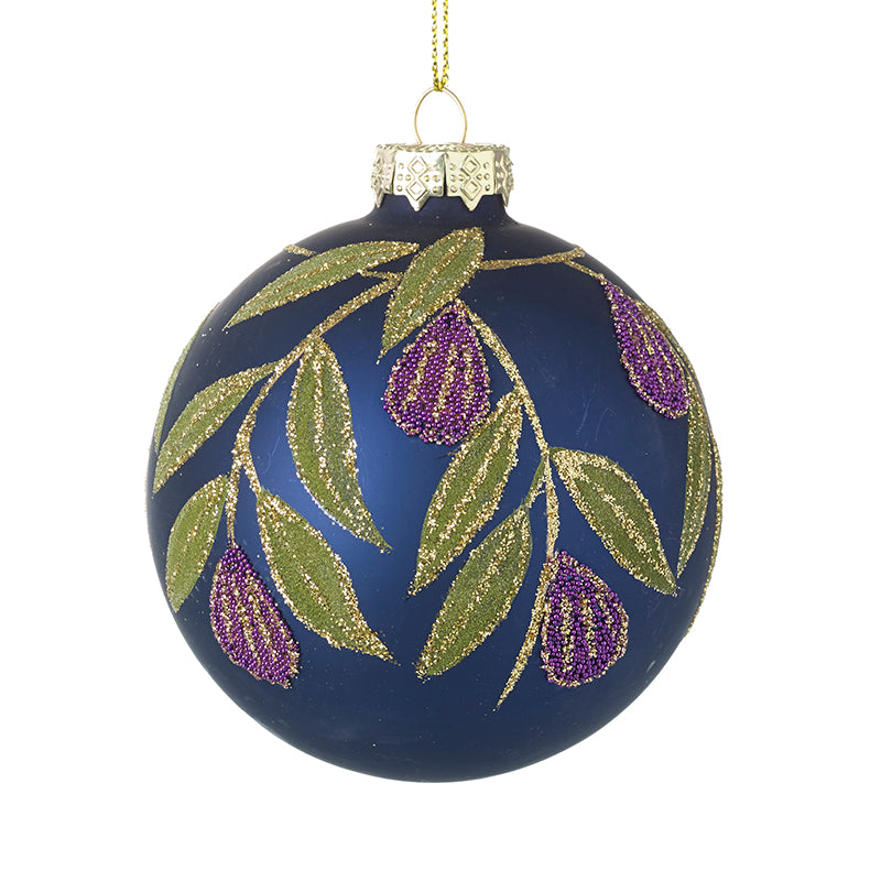 Deep Purple Glass Floral Bauble